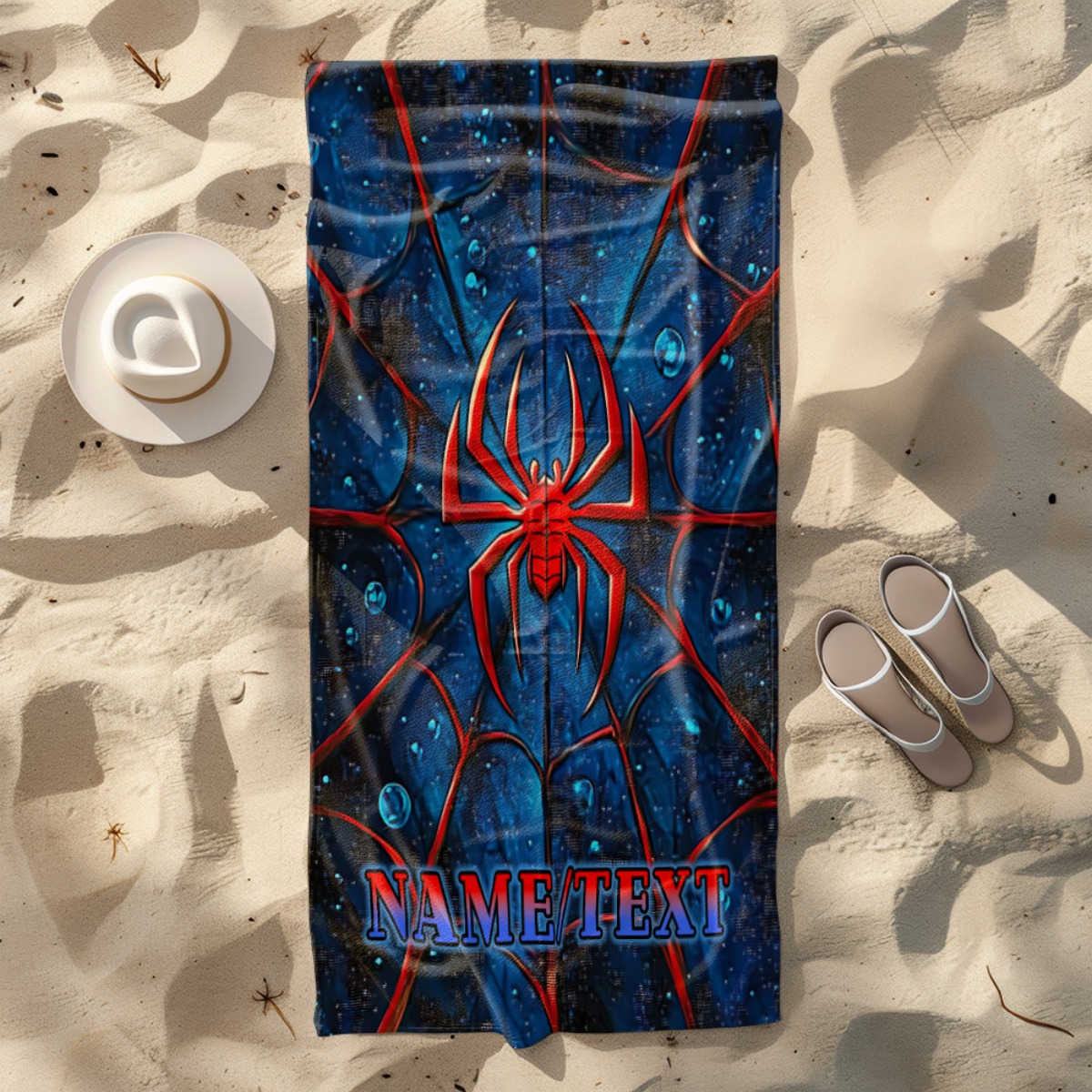 TEMU 1pc Web Custom Name Beach Towel - Soft, Ultra-absorbent Microfiber, Lightweight, Beach, Parties, Travel, Camping - 55x27inch/63x31inch, Beach