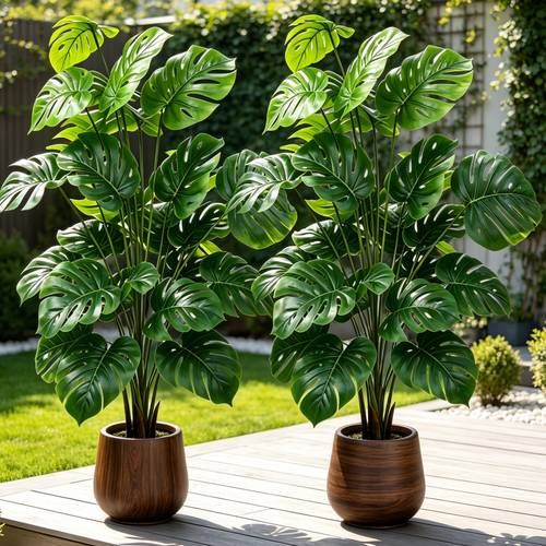 2 giant tropical artificial monstera trees 52 76 inches 134cm simulated stretched restored form suitable for indoor outdoor bedroom home household outdoor living room room