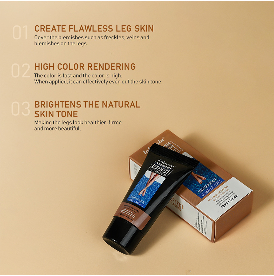 Waterproof & Sweatproof Leg Makeup - Lakerain Buildable Concealer, Non-Fade Tanning Foundation for All Skin Tones