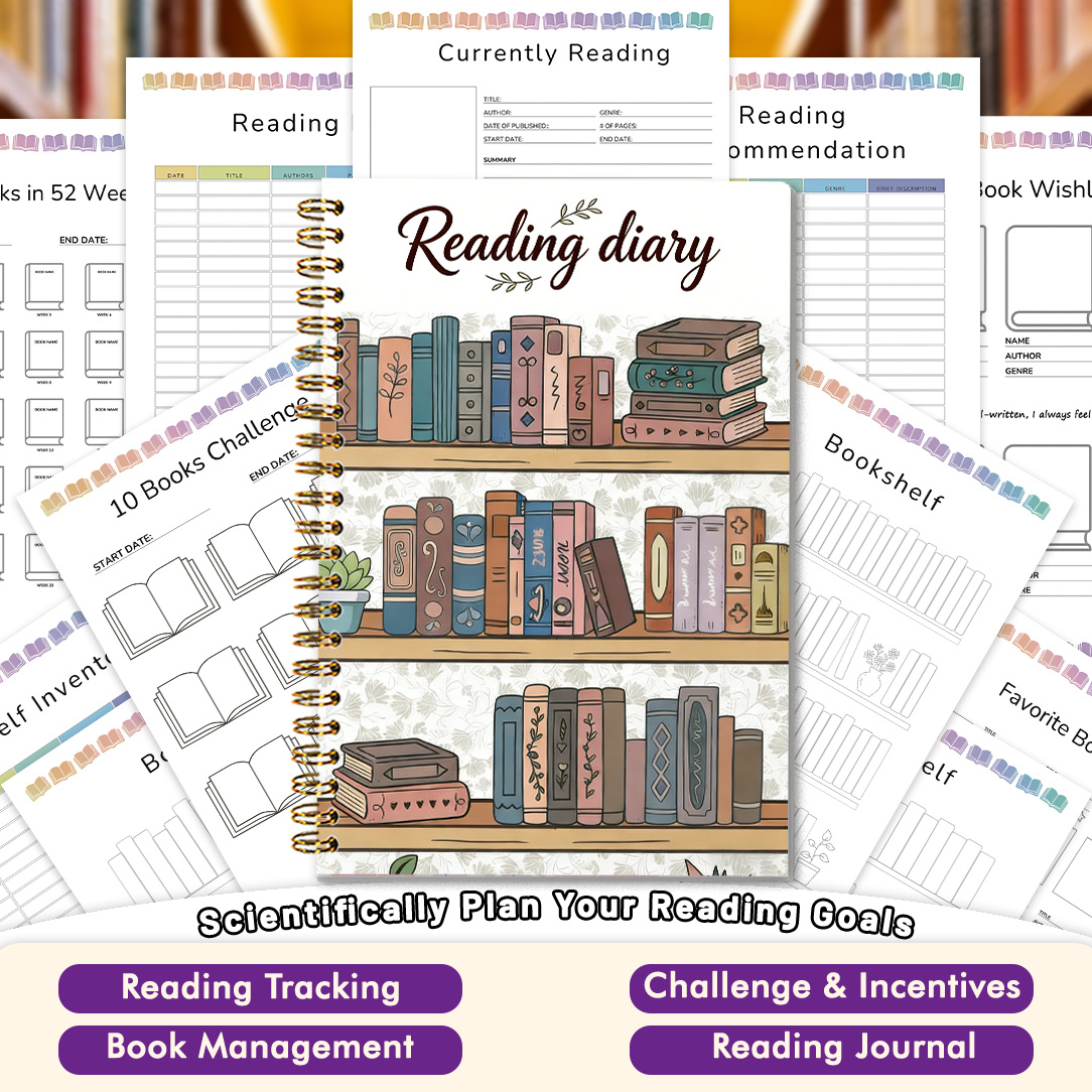 TEMU 1 Book Reading Journal & Planner With Reading - Spiral Bound A5 Notebook Suitable For Women, Book Lovers, Librarians, | Perforated Pages & Soft