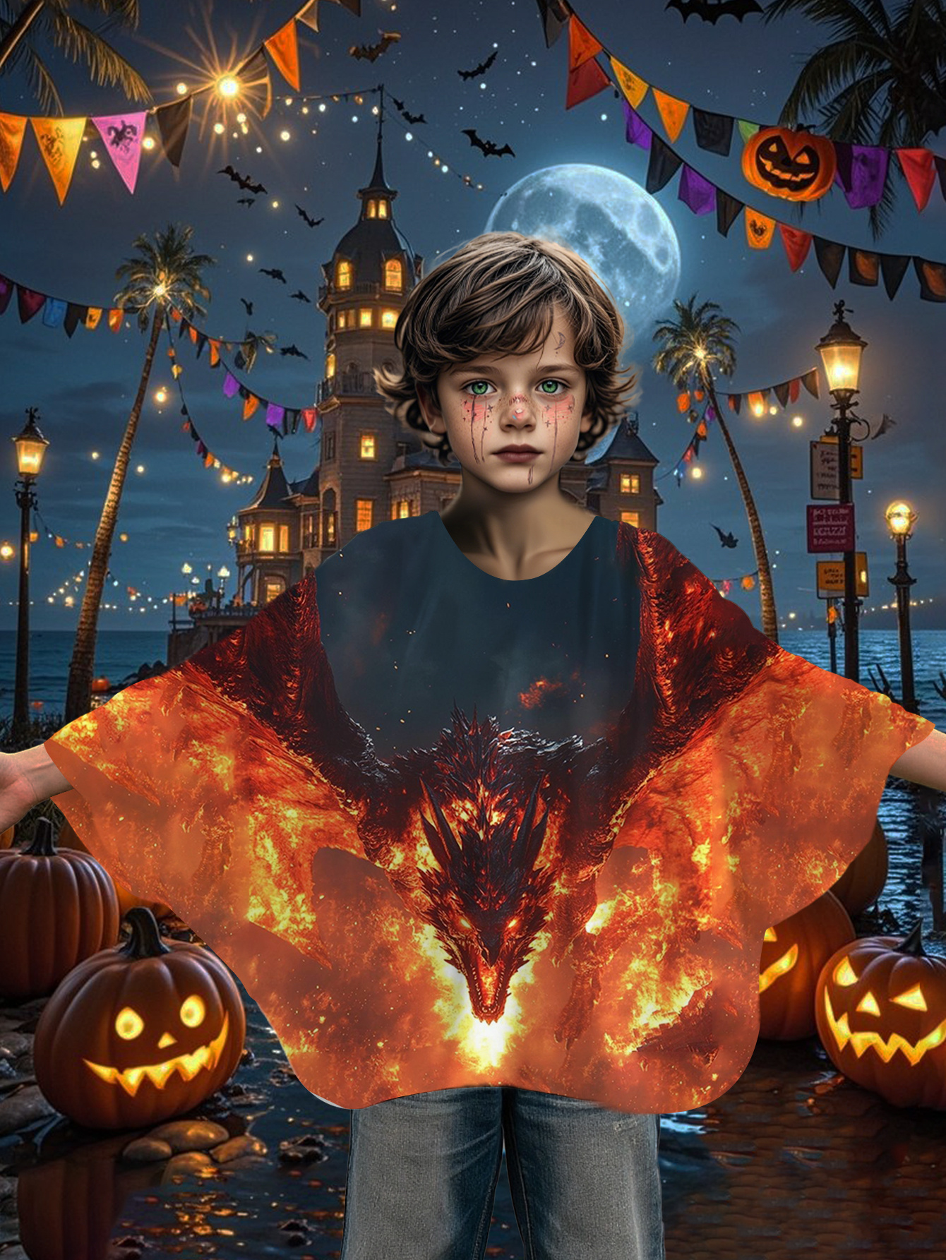 Boys' Halloween Batwing Shirt for Fantasy Fun
