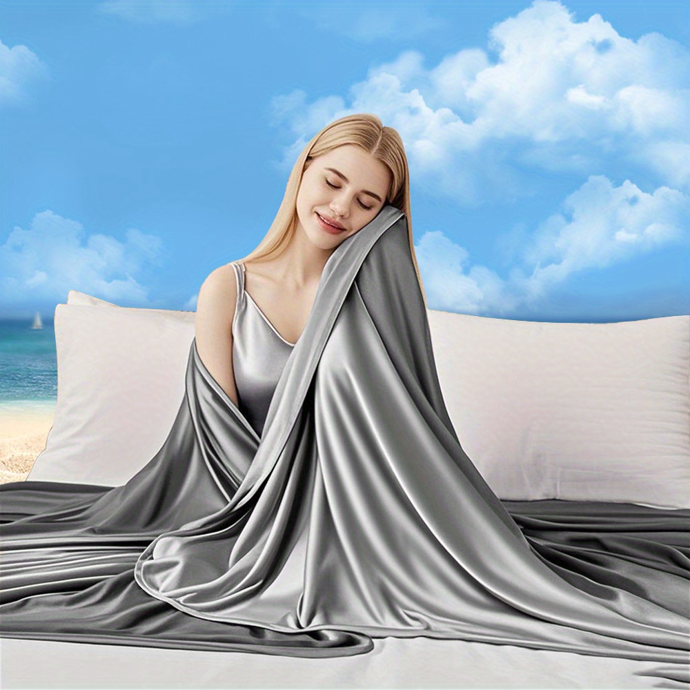 1pc Cooling Comforter for Night Sweats Hot Sleepers - Summer Blanket Thin Lightweight Breathable Soft Double Side Enhanced Blanket for Bed Couch Sofa, Keep Cool for Night Sweats