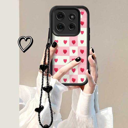 item picture phone case for moto g75 g84 g85 5g g56 g86 g86 54 g54 55 5g g53 5g g64 cover 2pcs shaped pattern phone case black lanyard phone case made from comfortable feel enhancing impact resistant suitable for moto g75