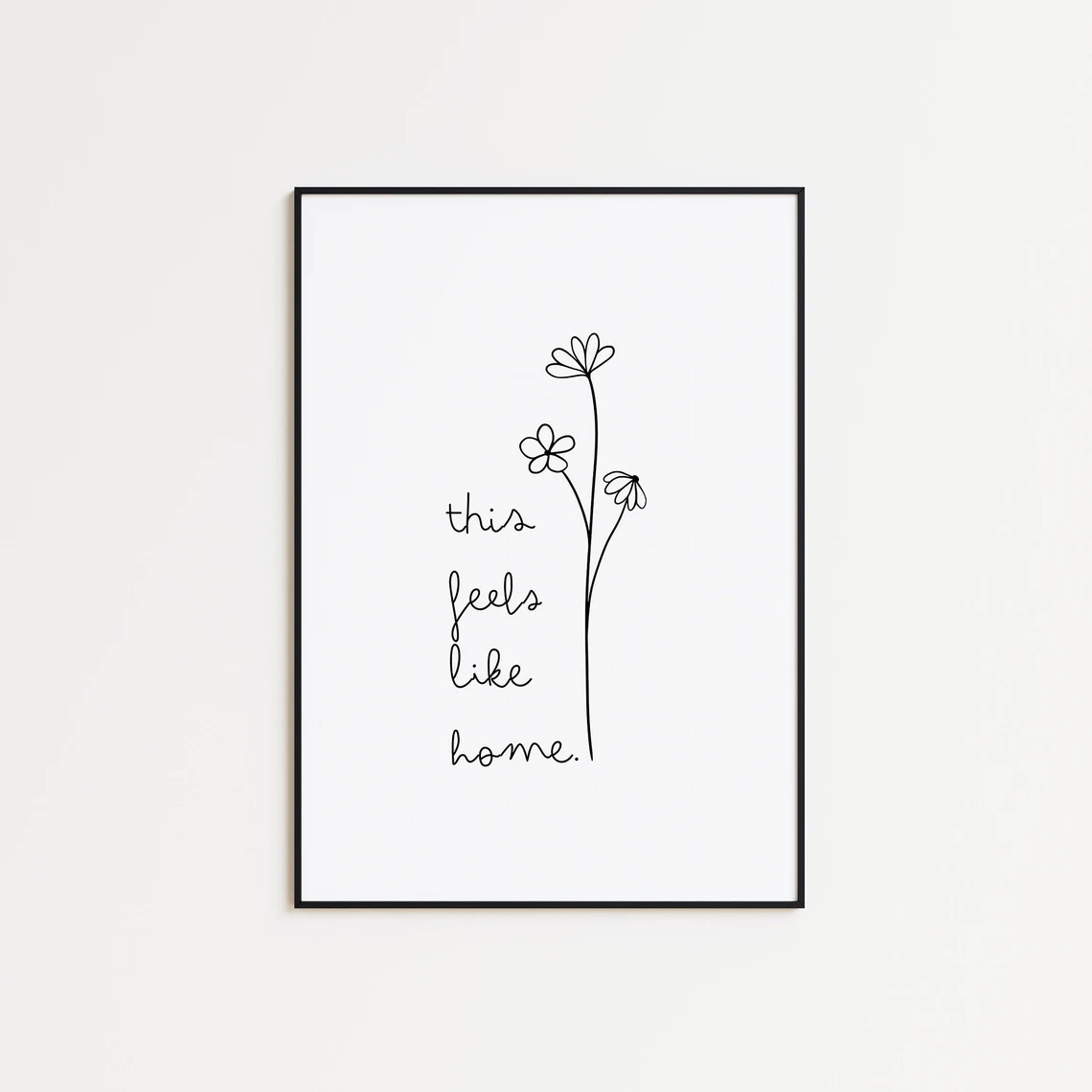 E-shop Modernes minimalistisches Wandkunst-Poster mit Wildblumen & Text – Neutrales & rahmenloses Leinwandbild, geeignet für Schlafzimmer,