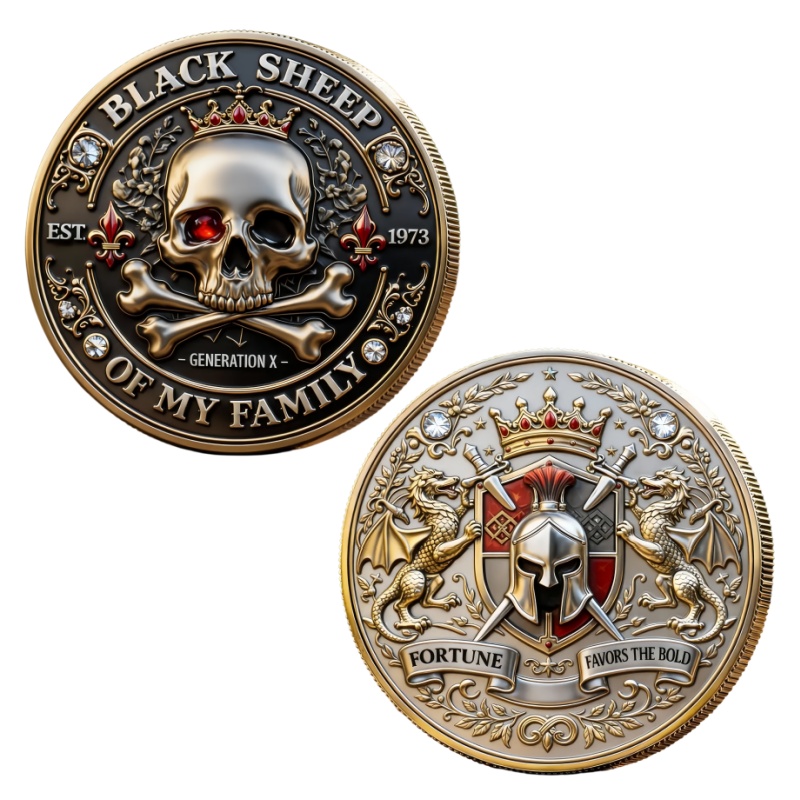 TEMU 1pc 2d Plane Simulation Coin Black Sheep Coin, 2d Flat