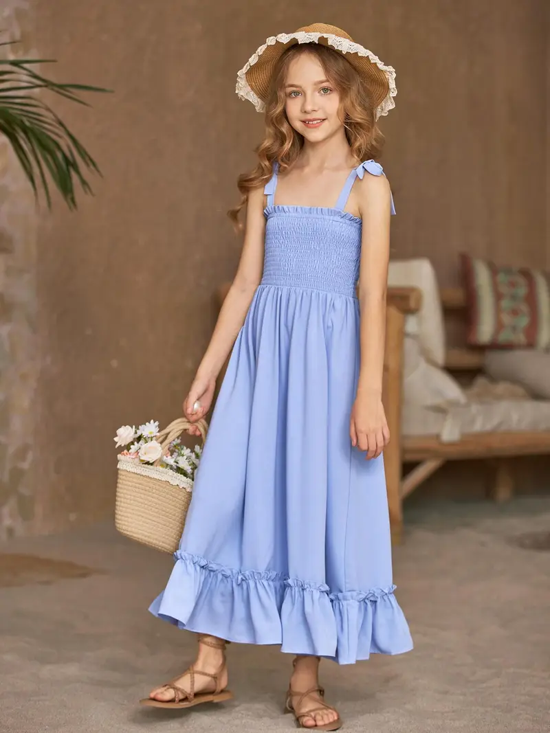 girls summer dress boho beach casual smocked maxi dresses 6 - Temu girls summer dress boho beach casual smocked maxi dresses 6 - Temu