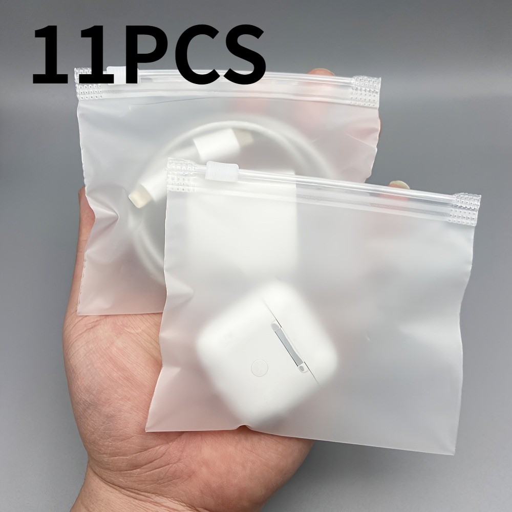 Image of 11pcs Clear Eva Zipper Bags With Air Holes | Reusable Pvc Storage Bags For Cables, & Small Items, Transparent Rectangular Design For Easy Organization