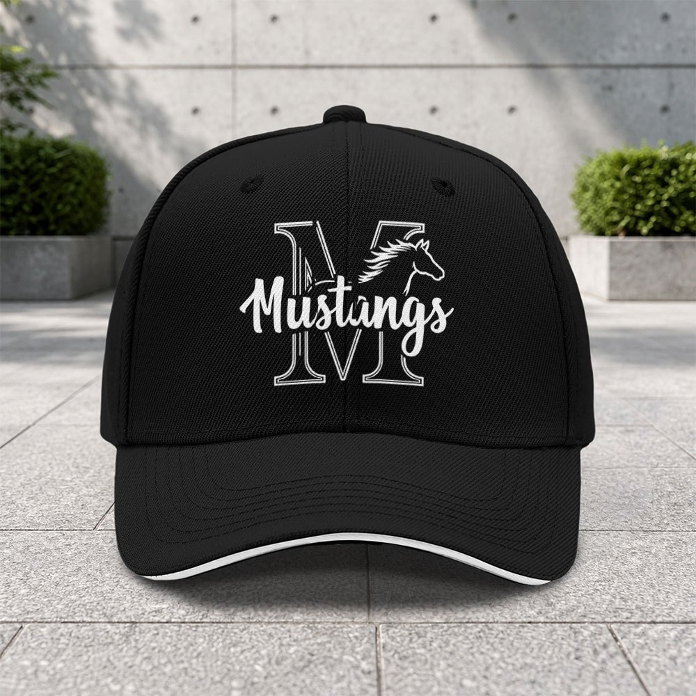 TEMU Casquette de baseball sandwich réglable Mustangs, 1 pièce - Artisanat d'impression tendance - Convient aux amateurs de sports de et de camping -