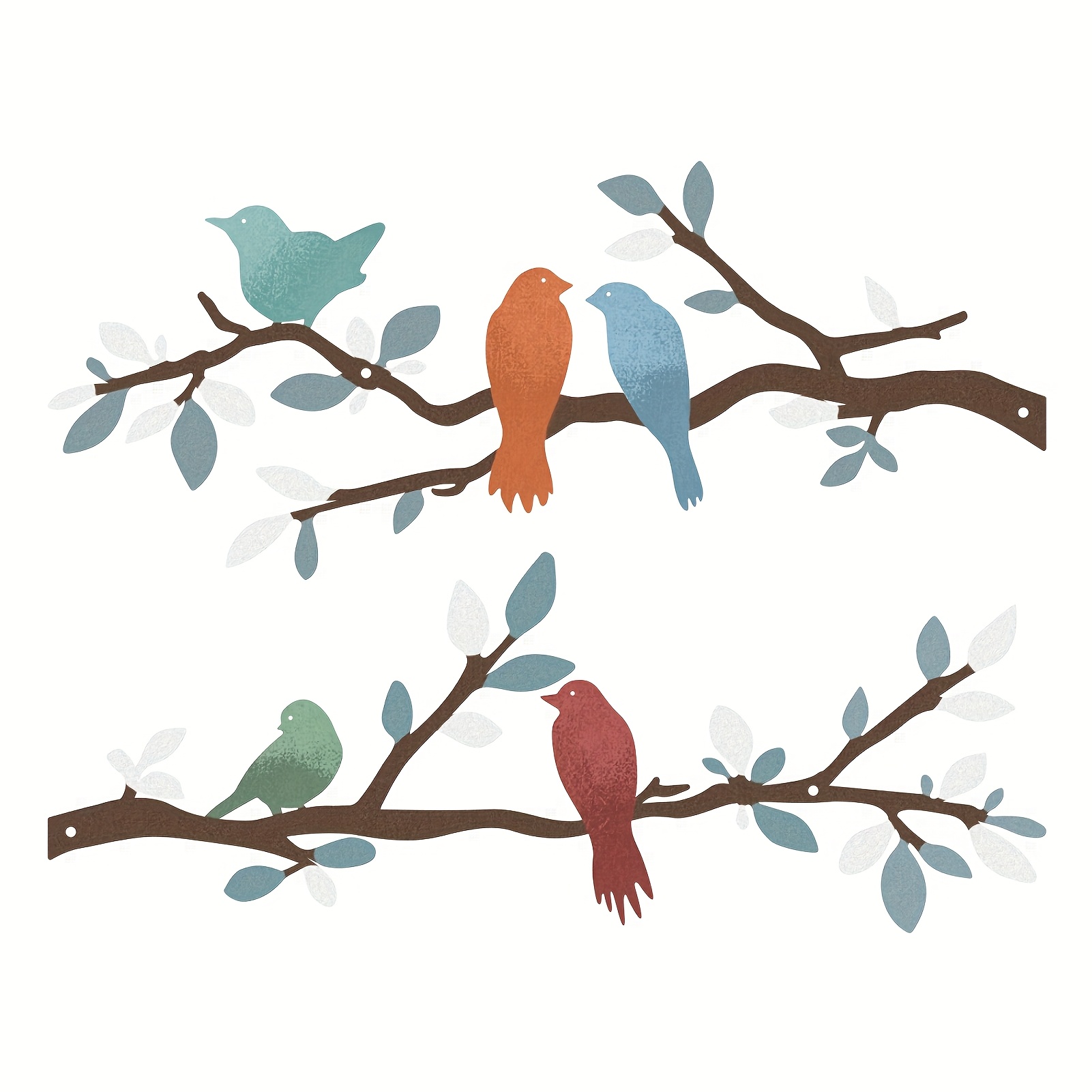 TEMU 【2d Flat】 [2d Flat] 2 Large Acrylic Bird Branch Wall Decorations, Country-style Sculpture Outdoor Art Signs, Suitable For Farmhouse Gardens And