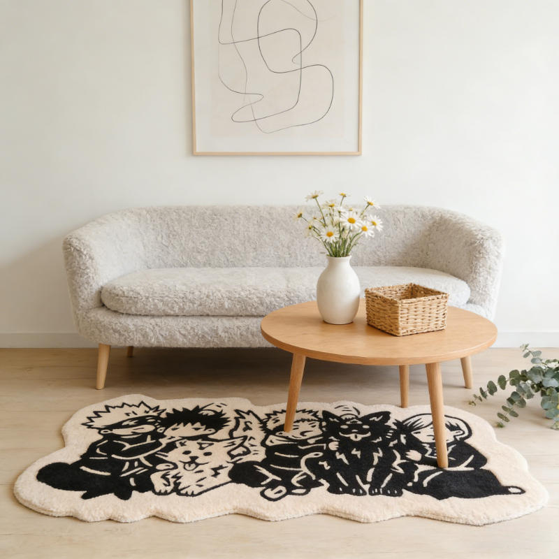 TEMU 1pc Creative And Unique Irregular Area Rug, Home Decor Carpet, Bedroom Decor, Soft Non-slip Rug, Bathroom Rug, Home Decoration, Living Room