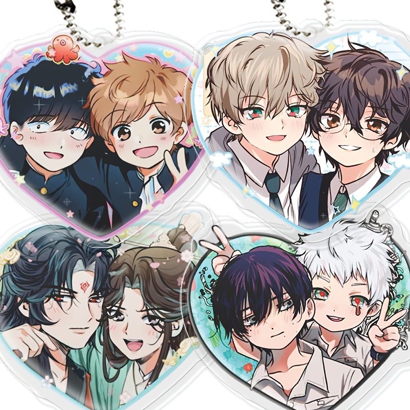 TEMU Porte-clés plat 2D en acrylique, livré avec chaîne de perles en métal, pendentif, accessoire de chaîne, cadeau, porte-clés de fête, film