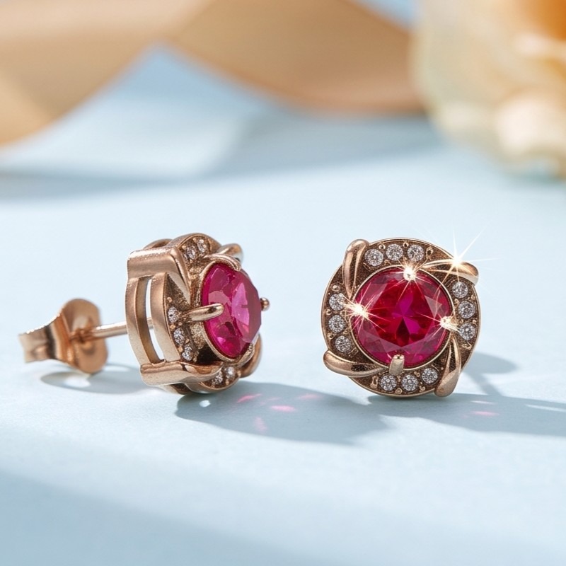 0.5 Carat Stainless Steel Artificial Gemstone Earrings