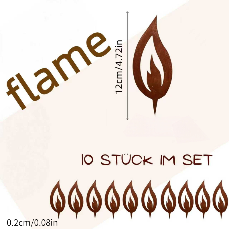 TEMU 【2d Flat】 [2d Flat] 10pcs Of Retro Acrylic Flame Garden Stakes, Outdoor Art Decoration Ground Installation Candle Flame Embellishment, Suitable