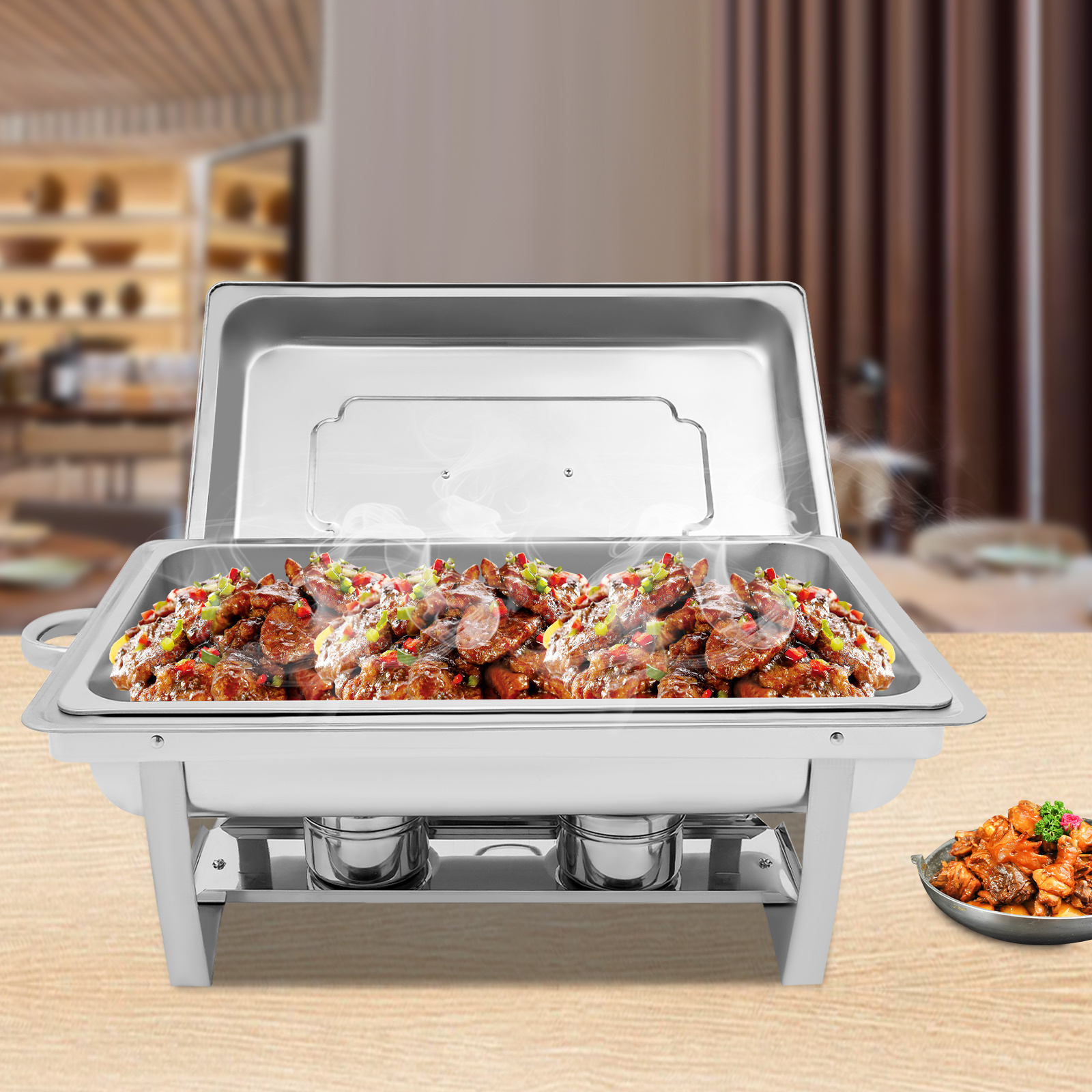 

9l Food Warmer Buffet , Stainless Steel Chafing Dish, Chafing Dish Buffet Set, Shelf Baskets