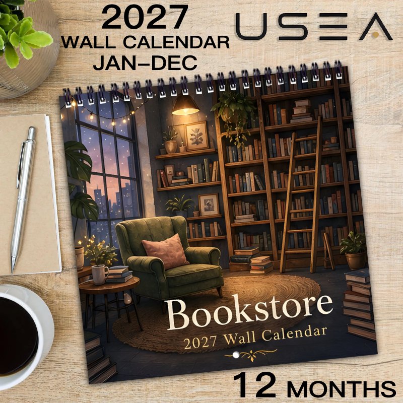 TEMU Calendriers Muraux 2027, Calendrier Mural, Agenda Mensuel 12 Mois, Calendrier Mural Carré Suspendu 8,3x8,3 Pouces avec Reliure Spirale à Double