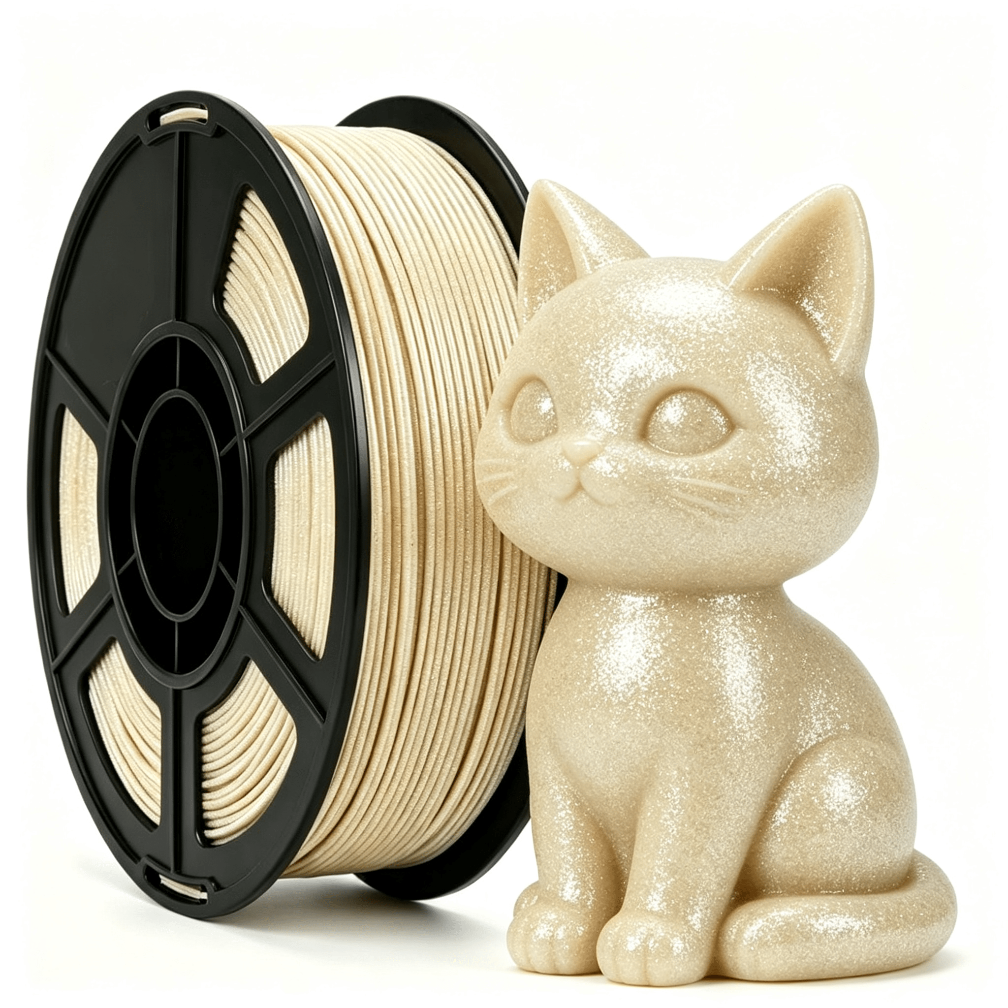 TEMU 1.75mm Pla White Glitter Golden 3d Printing Filament 250g, Wound Spool, Compatible With Fdm 3d Printers