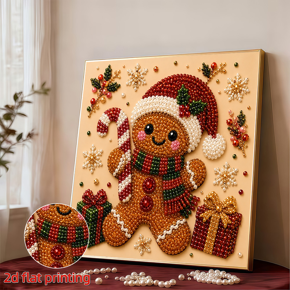 TEMU Christmas Gingerbread Man Diamond Painting Kit With Colorful Diamonds Tool Set Living Room Bedroom Holiday Decor Wall Art Creative Handmade Gift