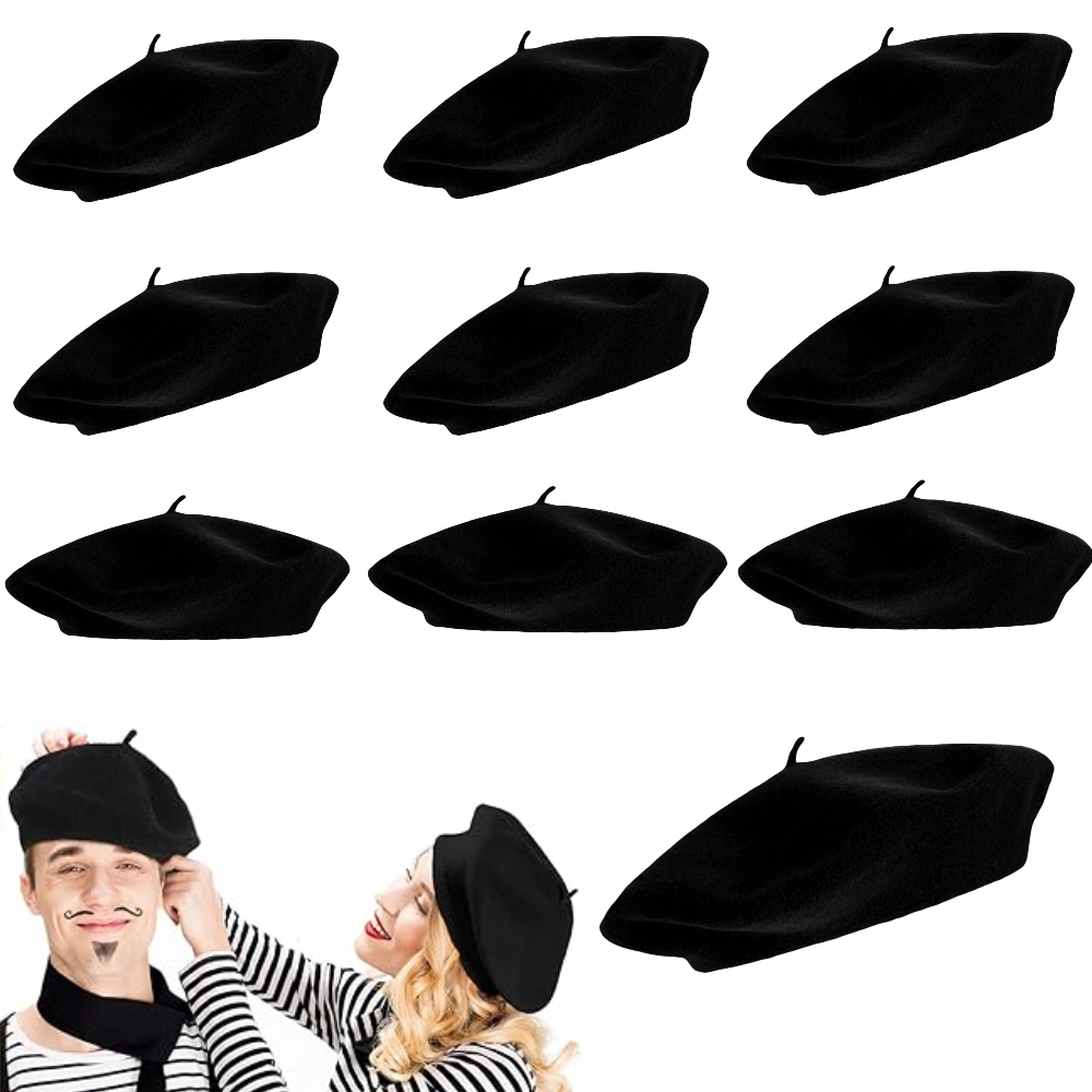item picture fashion lady beret 12pcs black french beanie retro minimalist fashionable artist hat autumn winter outdoor hat solid   panel brimless hat   and clean christmas birthdays new year gift outdoor headwear holiday accessory