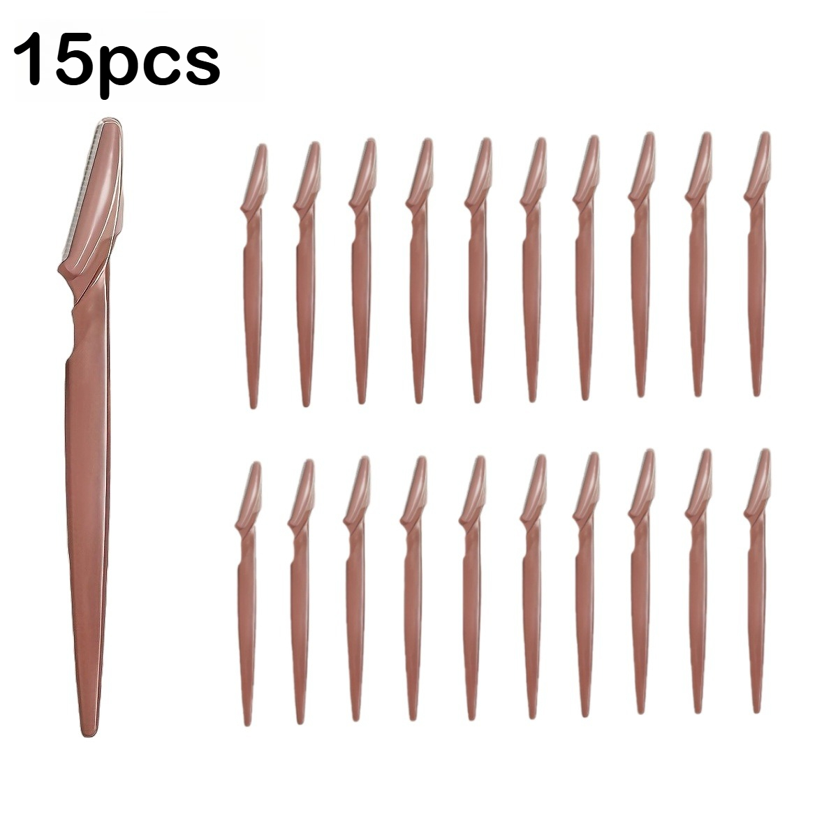 15pcs Stainless Steel Eyebrow & Facial Hair Removal Kit With Protective Cap - Precision Shaving System, Ergonomic Handle & Sharp For