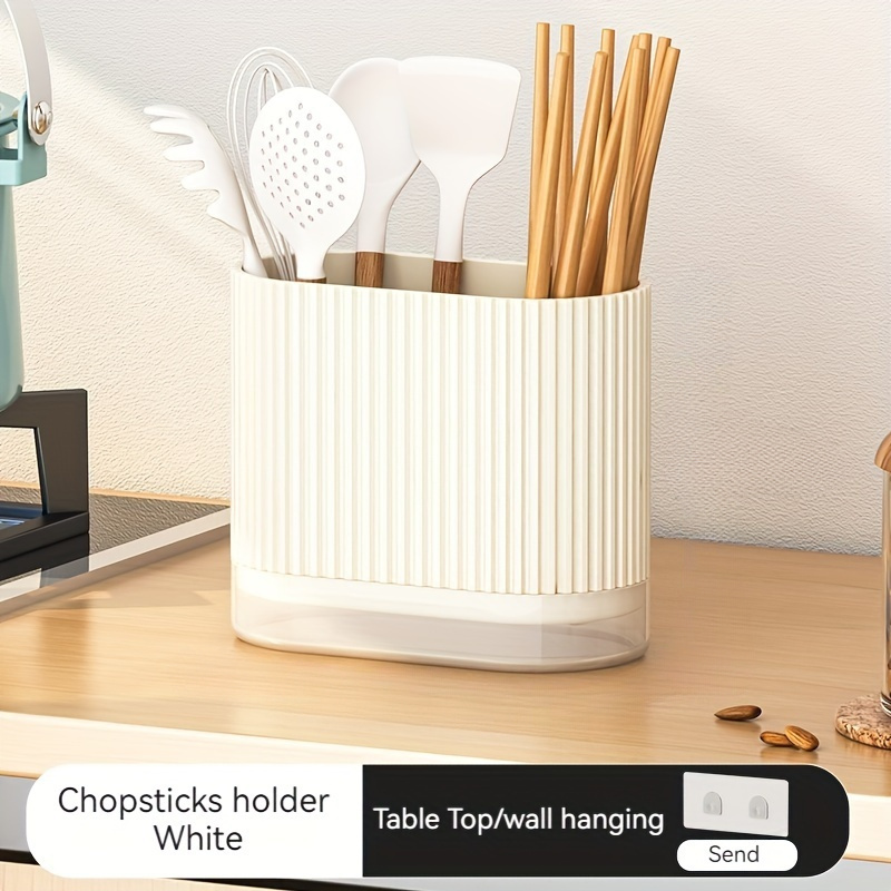 TEMU Organisateur de couverts mural 1 pièce – Porte-ustensiles de cuisine amovible avec bac de récupération ; Rangement multifonctionnel pour ,