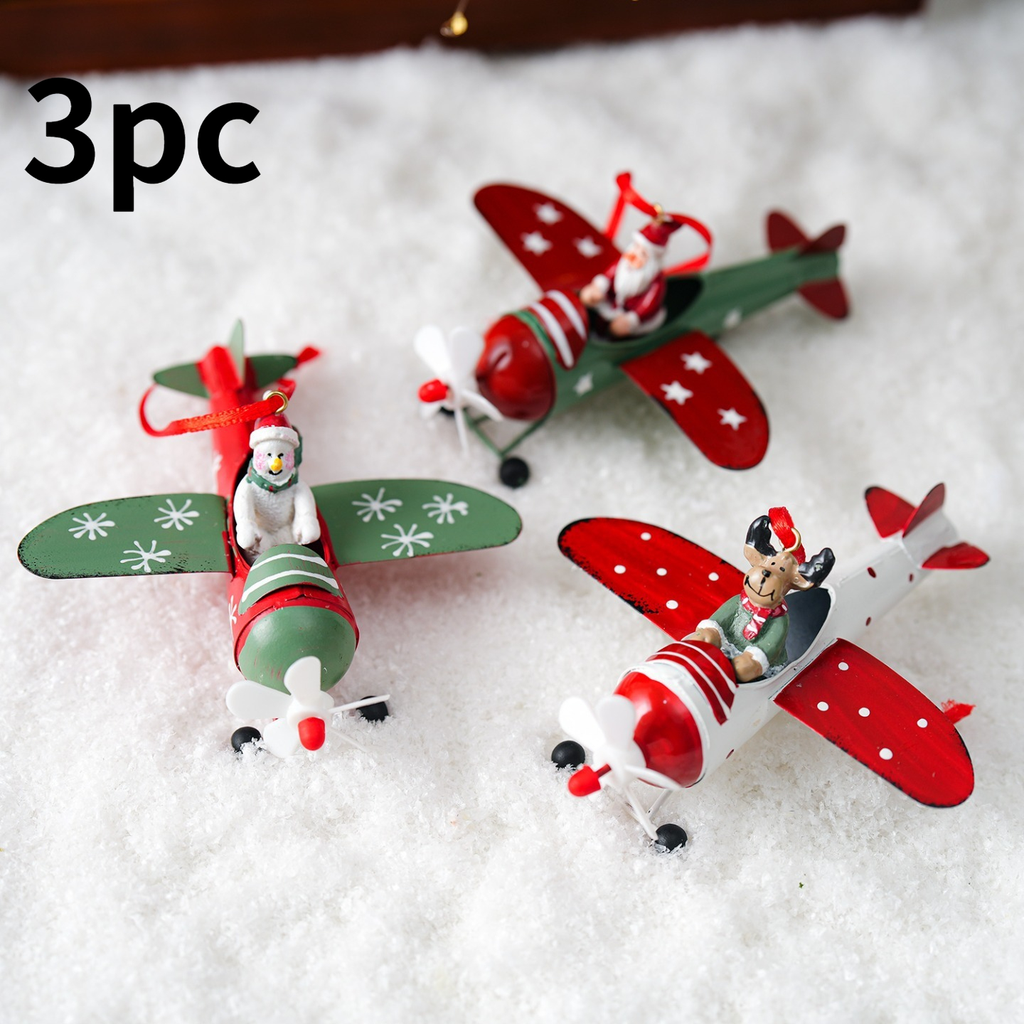 TEMU 3pcs Pack Hanging Pendant, Santa Flying Airplane Christmas Tree Ornaments, Xmas Home Decor & Pilot Gift Ornament