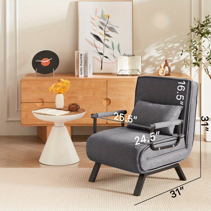 Single Sofa In Folding Bed Chair Folding Chair Bed Comfy Convertible  Sleeper Sofa In Folding Bed With 5-Position Adjustable Backrest And Pillow  Floor