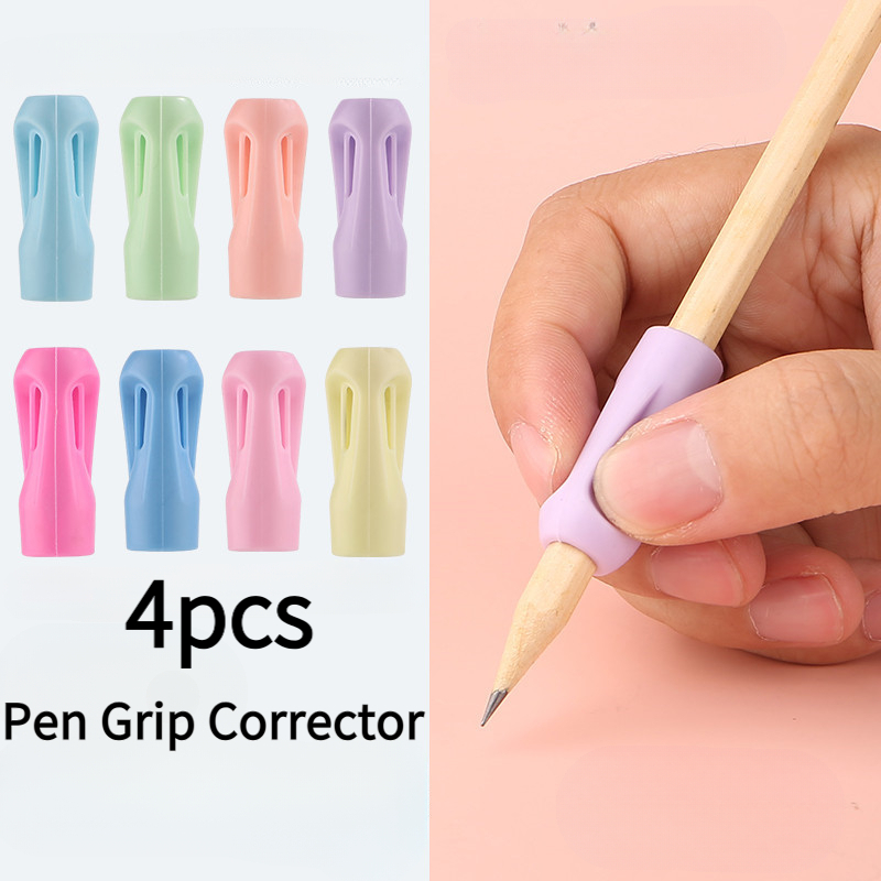 TEMU Lot de 4/8 poignées d'écriture d'entraînement en de couleur aléatoire, poignées de crayon ergonomiques souples, protège-doigts antidérapants