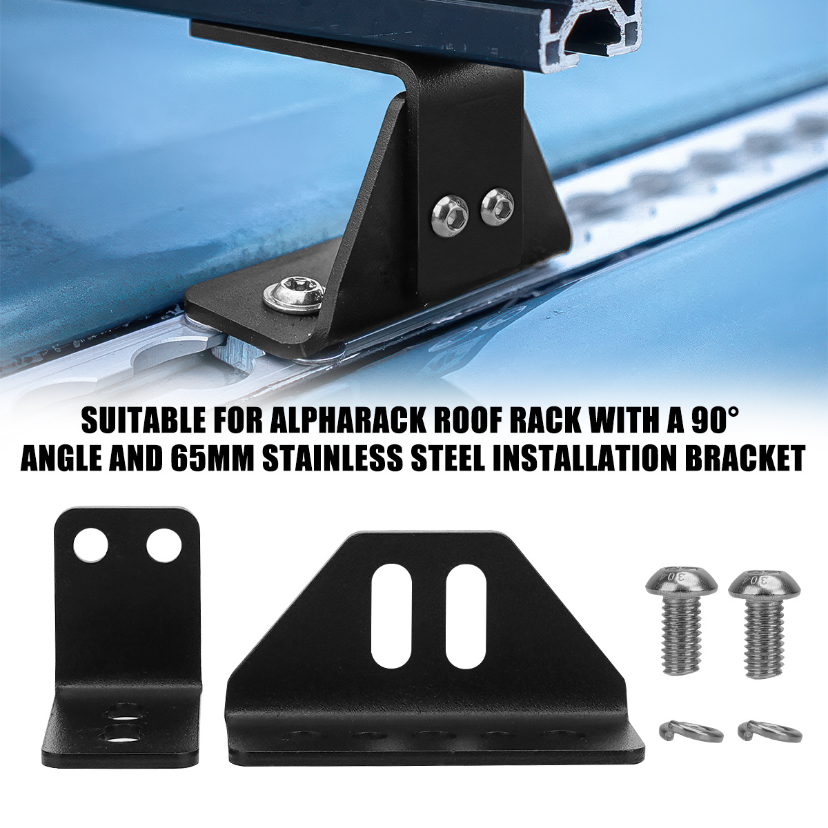 E-shop Dachträger Dachmontagehalterung, geeignet für ALPHARACK Dachträger, 90° 65mm Kohlenstoffstahl Montagehalterung. Erhöht die Stabilität des