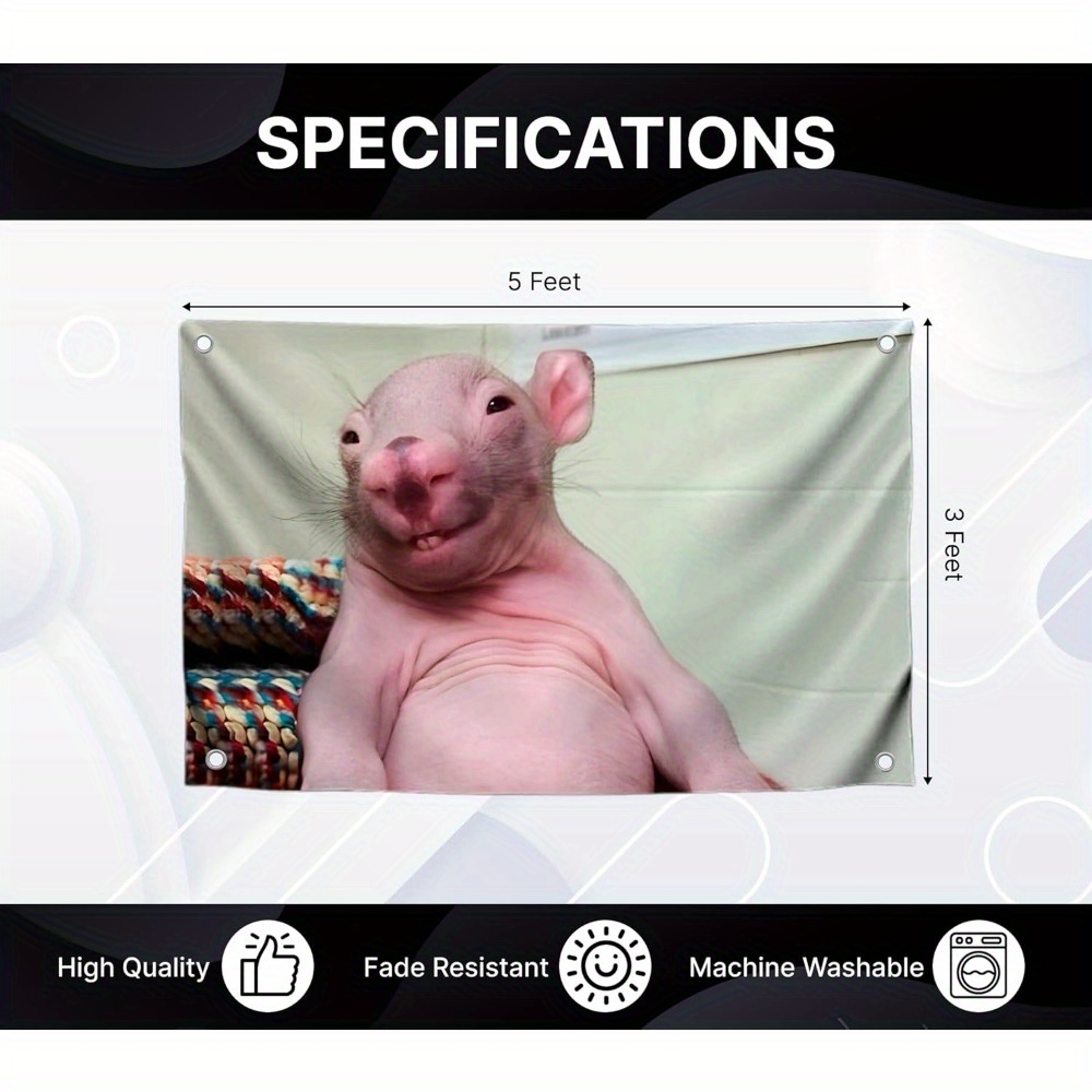 1pc 3x5 feet bald rat meme flag four grommets funny flag Temu