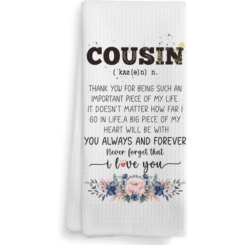 

1pc Modern Cartoon Style Cousin Towel, 18x26 Inch Soft Polyester Kitchen Towel, Machine Washable Dish Cloth, Square Weave, For Women, Ultra- Tea Towel For