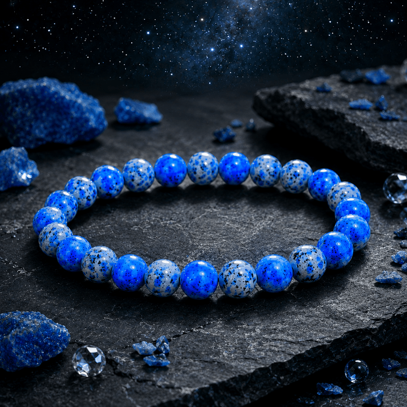 Deep Blue Nebula Spotted Texture Round Bead Bracelet