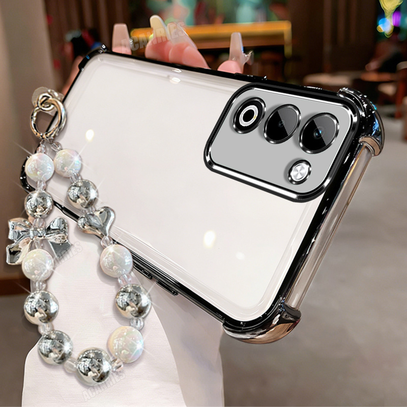 TEMU Phone Case - Acanries 1pc Heart-shaped Bead Lanyard And 1pc Phone Case For Oppo A5 5g 2025 / For Oppo A5 4g 2025, Ideal For And Women,