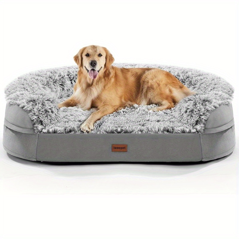 3 7 inch thickened orthopedic dog bed for extra large dogs 28d   foam removable washable cover lining halfround design with 3d dog sofa bed for puppy senior   dogs Product details 0