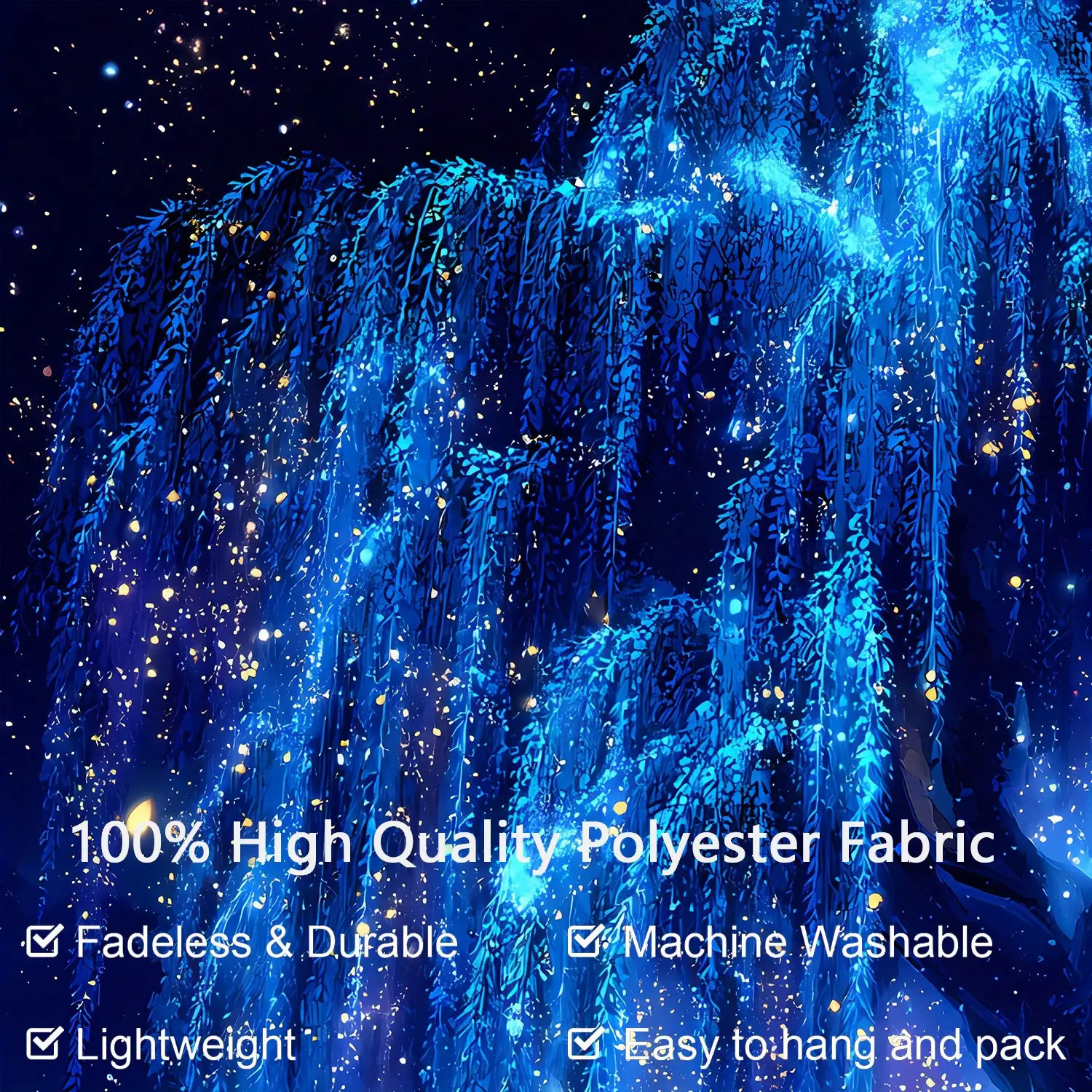 Starry Sky Tree Of Life Fluorescent Tapestry For Bedroom Wall Art_voghion.com