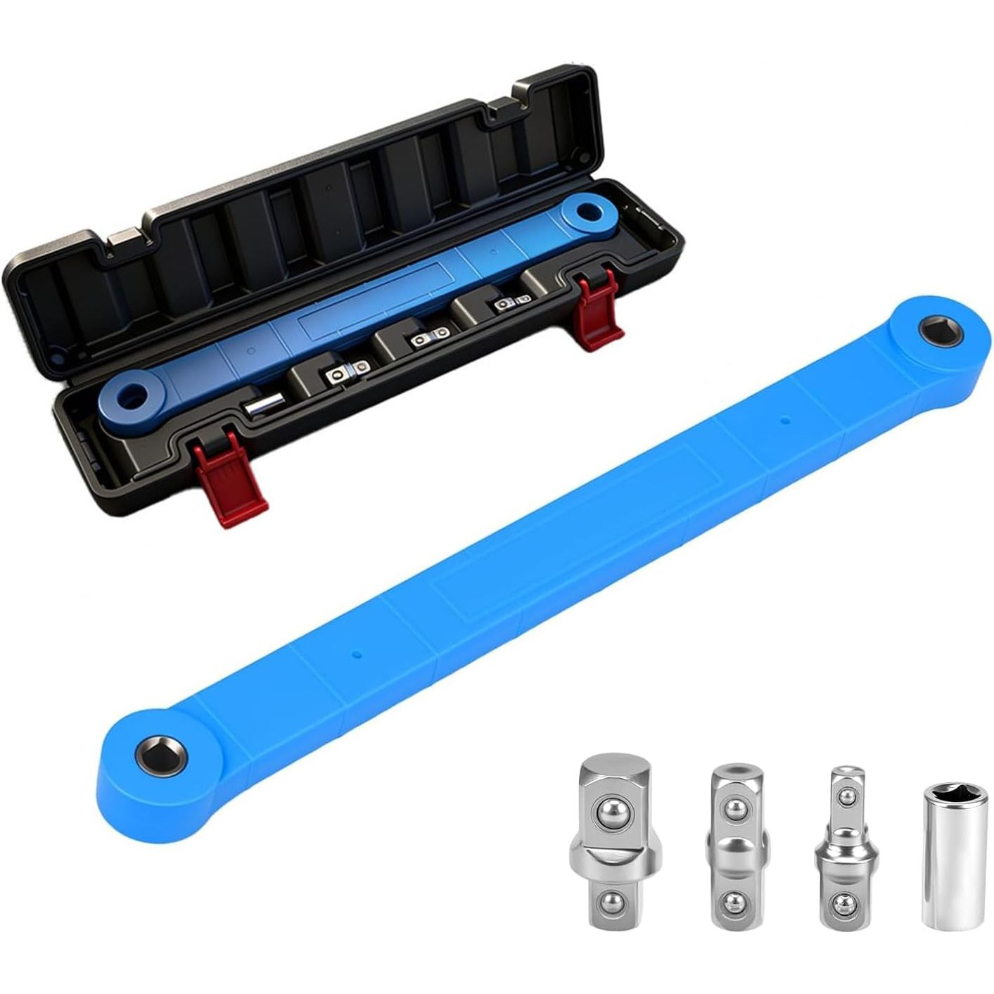 Image of Offset Extension Wrench, Ratchet Wrench Extender, 39.5cm Socket Wrench With Square Drive Adapter(1/ 2inch, 1/ 4inch, 3/ 8inch), Universal Extension Wrench