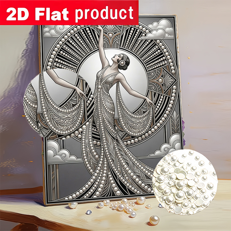 TEMU Kit de peinture de perles à soi- avec strass et perles d'art de fille dansante Art déco - Application manuelle, convient pour la décoration