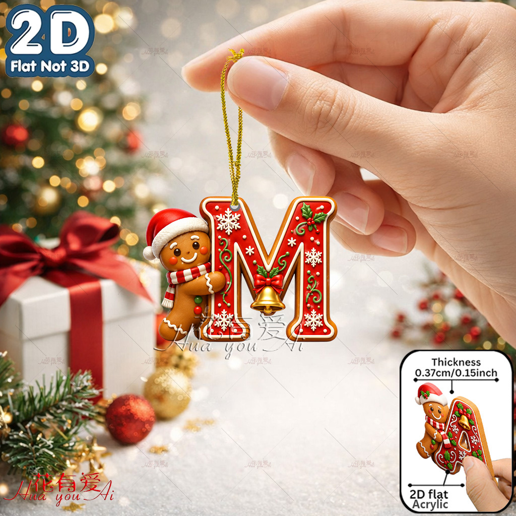 TEMU 2d Flat, Two-dimensional Flat Acrylic Ornament, Christmas, Gingerbread For Man, Snowflake, New Year, Design, Novelty Decoration, Holiday Decor,