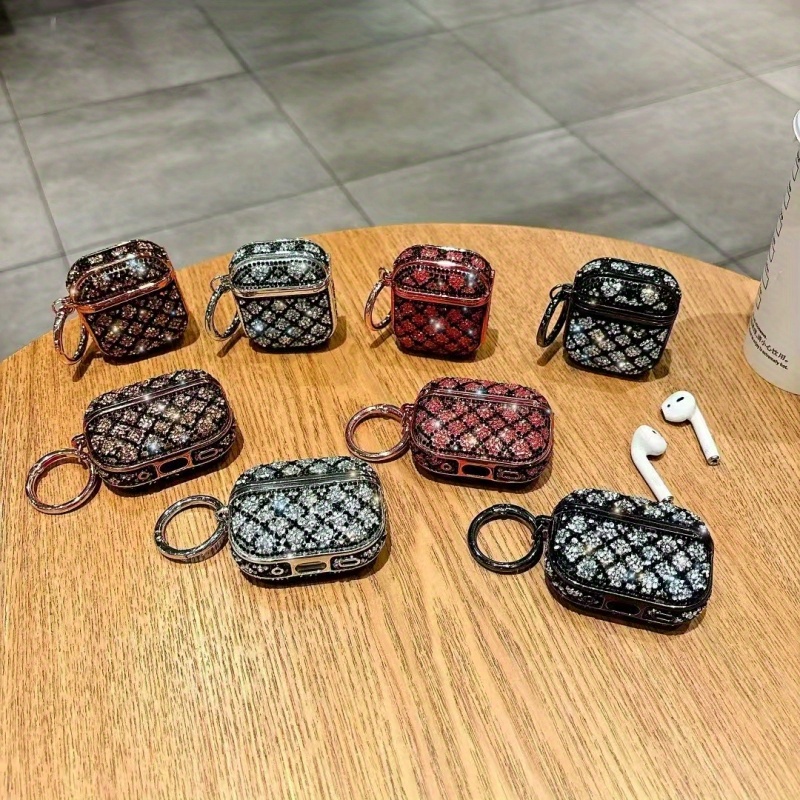 Luxurious Sparkling Diamond for airpods Case - Black Polyurethane, Hard Shell with Golden Accents, Perfect for AirPods Pro, 1st/2nd/3rd Generation, 4th Generation, for AirPods Accessories | Sparkling Accessory | Durable for airpods Case, for AirPods Case