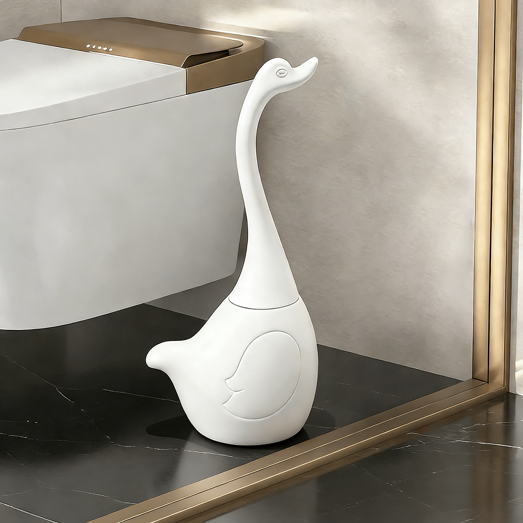 TEMU 1pc Swan Toilet Brush, Bathroom Cleaning Tool, Toilet Brush With Holder, Restroom Decor, Modern Home Accessory, Housewarming Gift