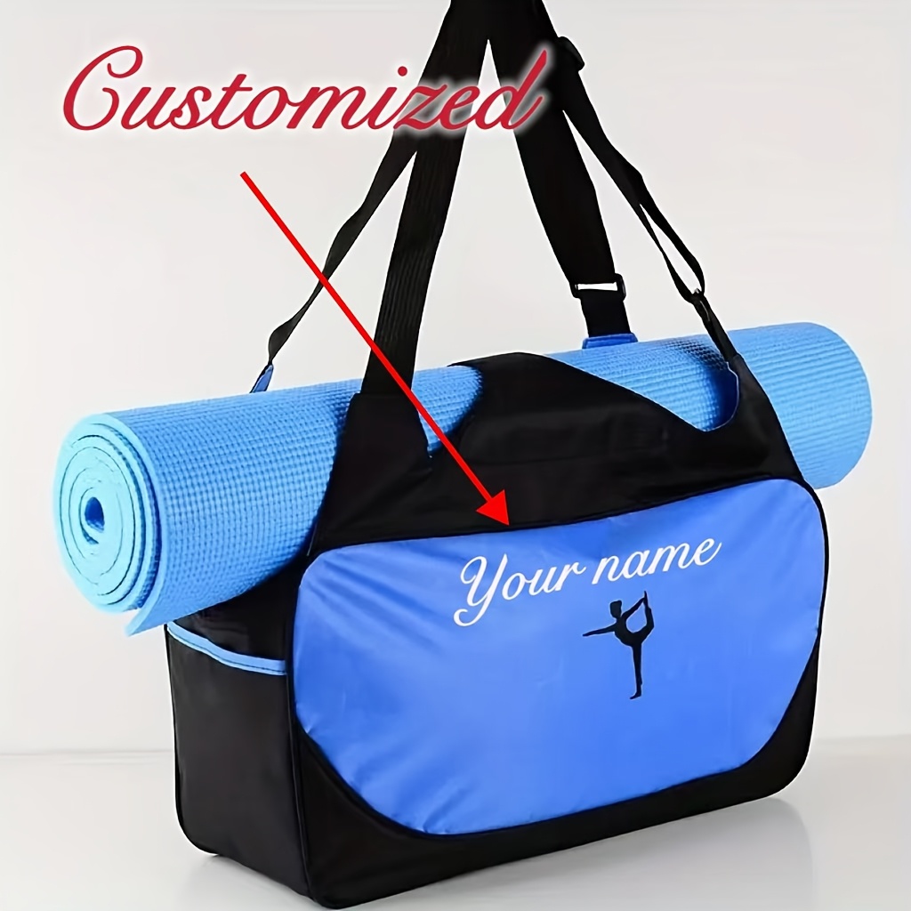 TEMU Personalized Yoga Bag- Custom Name Embroidery, Multifunctional Retro Storage Design Suitable For Yoga Mats And Accessories. A Minimalist Fabric