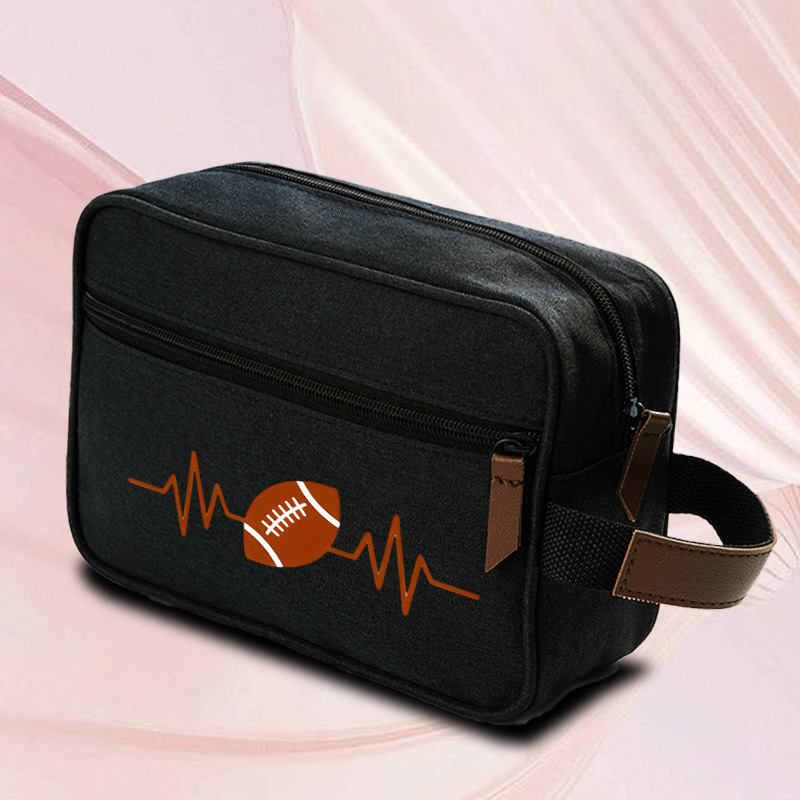 TEMU 1 pièce Sac de voyage pour articles de toilette imprimé football, trousse à cosmétiques portable multi-poches de grande , sac de rangement pour