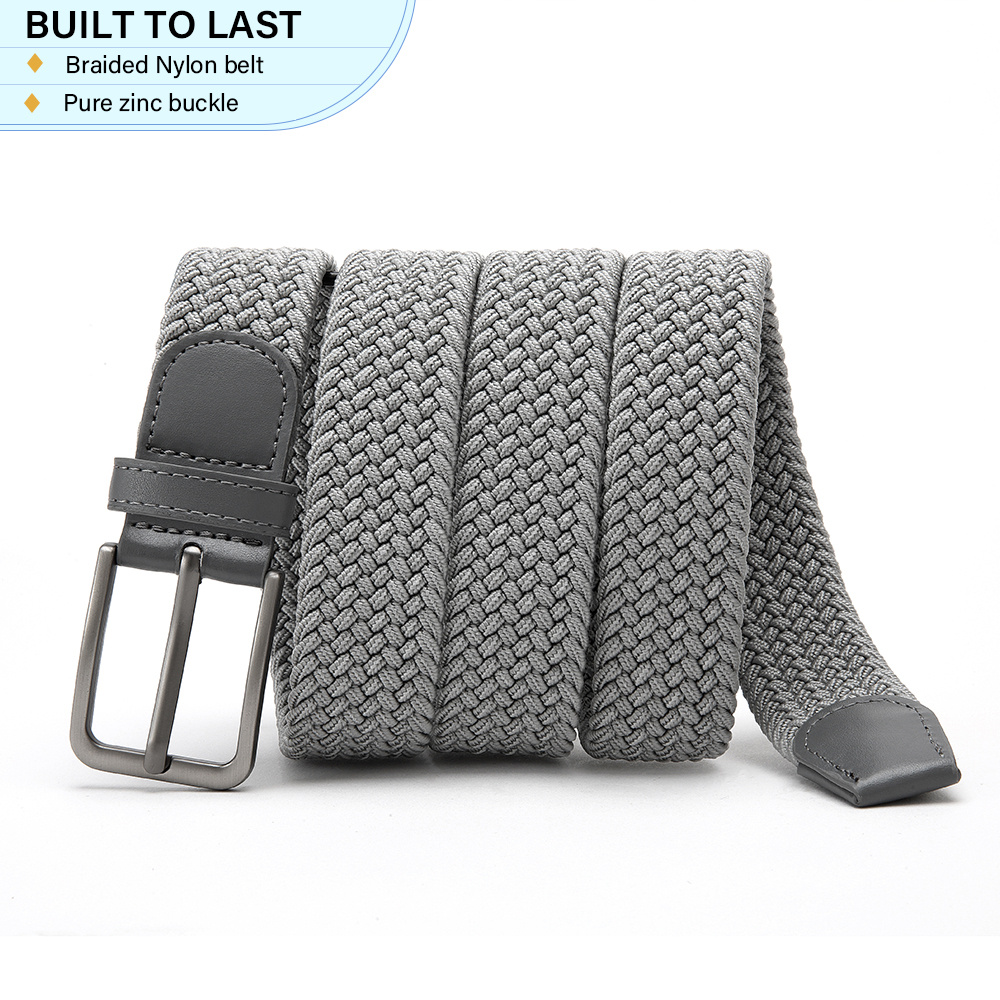 Men's 3pcs Braided Stretch Belts with Elastic Woven Design