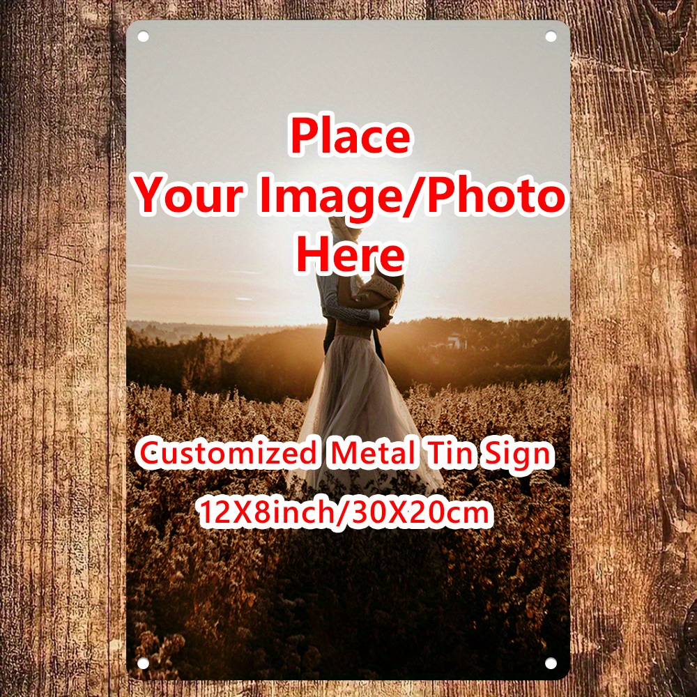 TEMU 2d Flat - [2d Flat] Customizable Aluminum Metal Sign For Couples, Pets & Family Photos - Personalized Wall Plaque For Home, Garden, Kitchen,