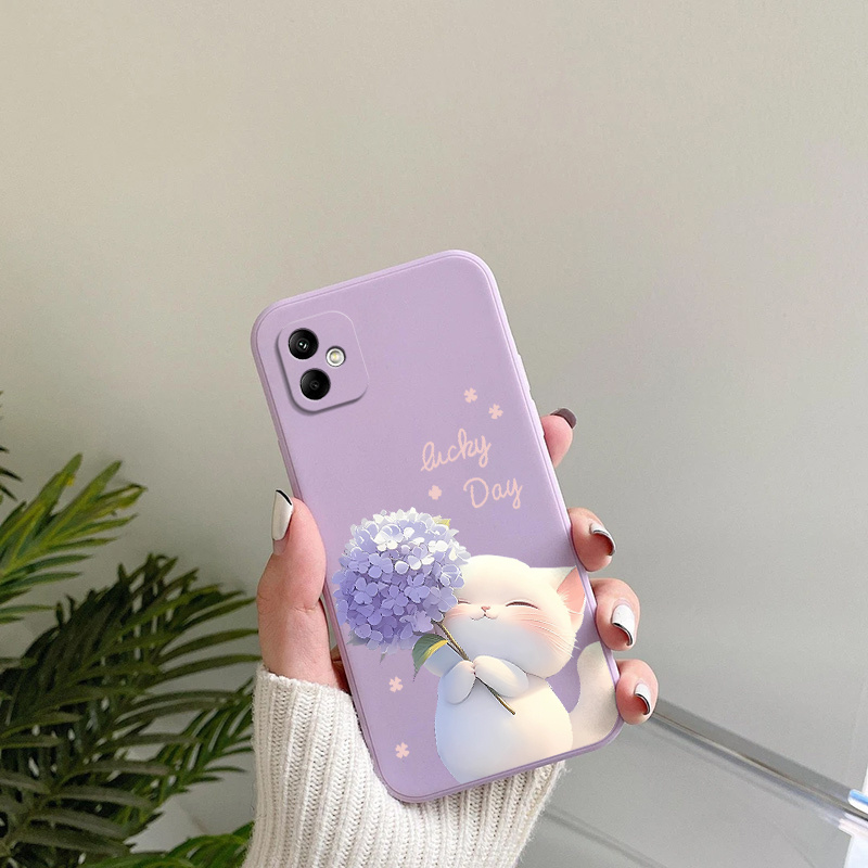 TEMU Чохол для телефону for Samsung Galaxy A05 із мультяшним котиком та квітковим дизайном, матова задня панель, удароміцний. Простота без втрати