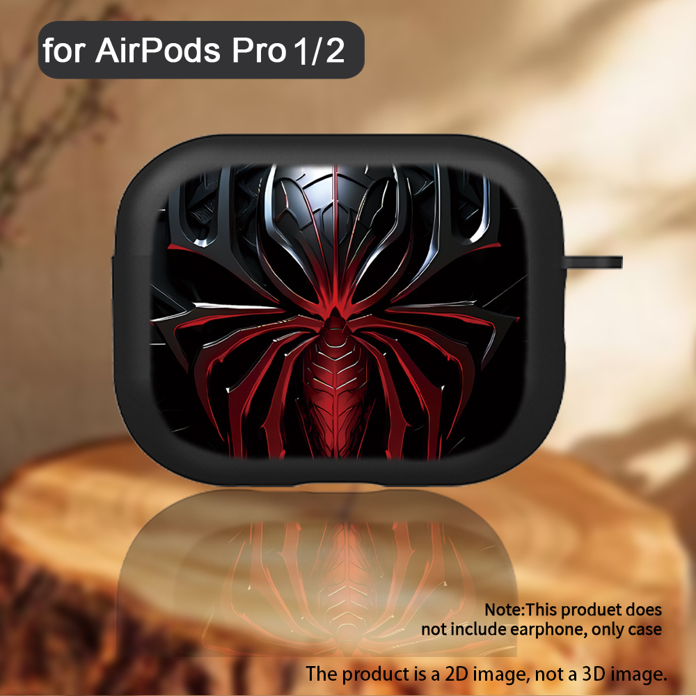 TEMU Étui compatible pour for avec motif araignée, coque en plastique noir pour for 4/3/Pro 2/Pro 3, housse pour for (écouteurs non inclus) - pour et