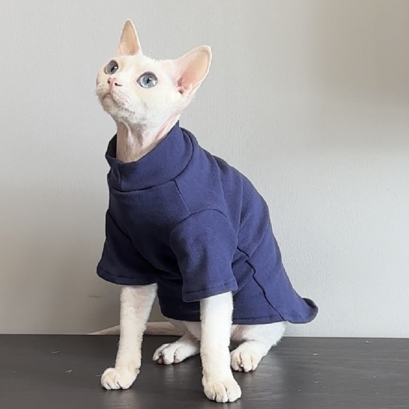 Idepet Sphynx Cat Sweater – Soft Fleece Turtleneck Pullover For Hairless Cats & Small Dogs (Pink, XL)