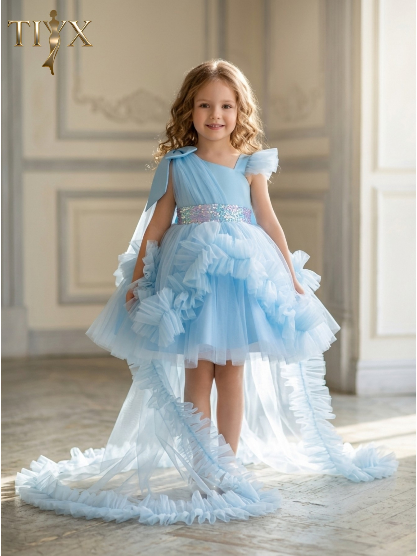 sky blue plus size dress Paris Gown ~ Steel Blue Stretch