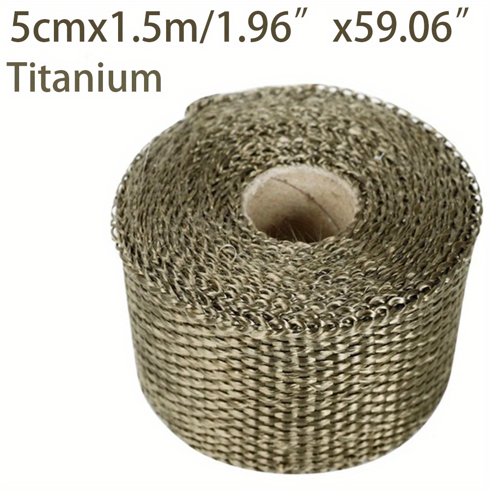 TEMU 5cm X 1.5m Fiberglass Thermal Tape, 900-1200 Degree Heat Resistant Pipeline Tape Exhaust Pipe Insulation Roll