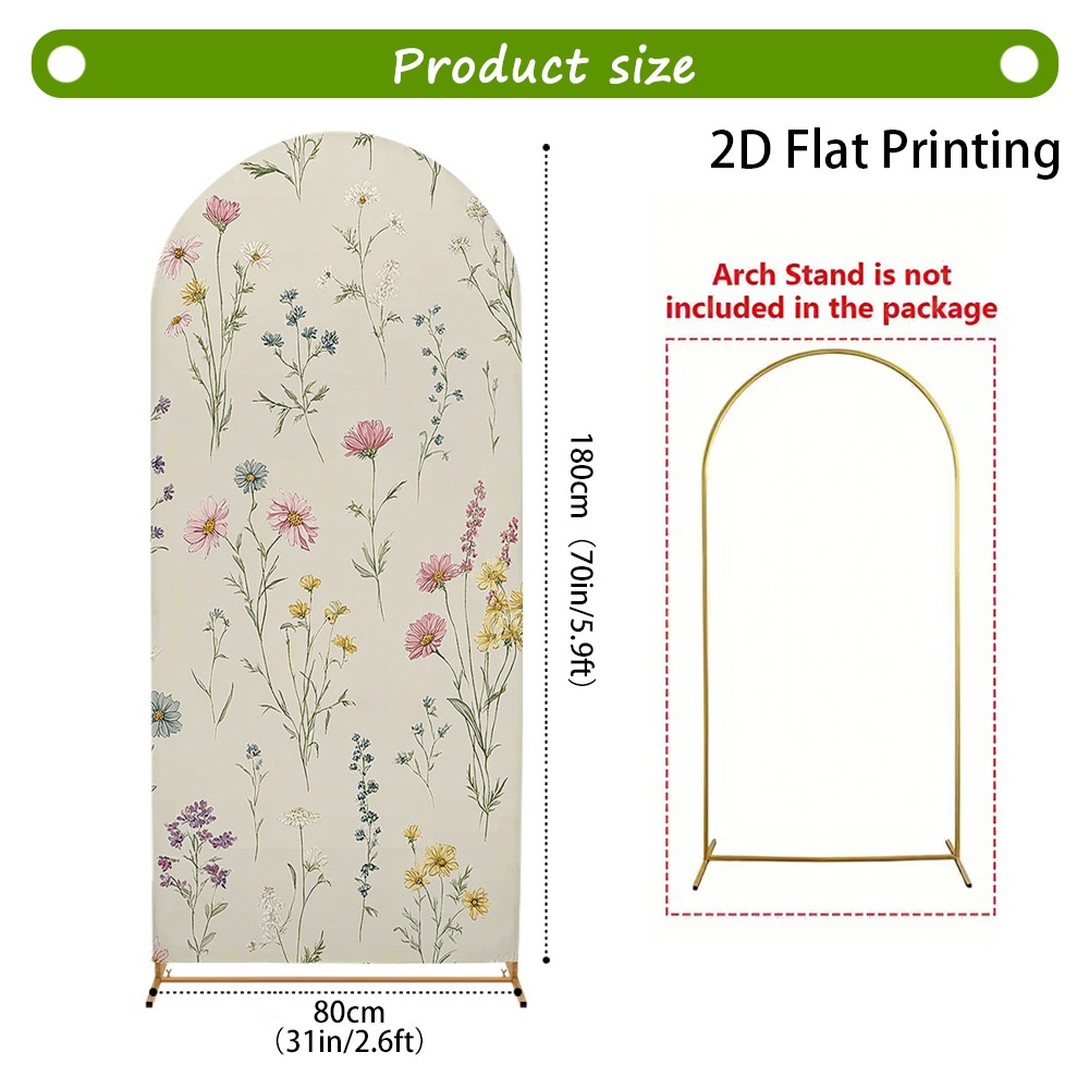 TEMU 2d Flat, 1pc Spring Blossoms Arch Backdrop - Spandex Stretch Fabric Photo Booth Background Suitable For Wedding, Birthday, Bridal Shower Decor,