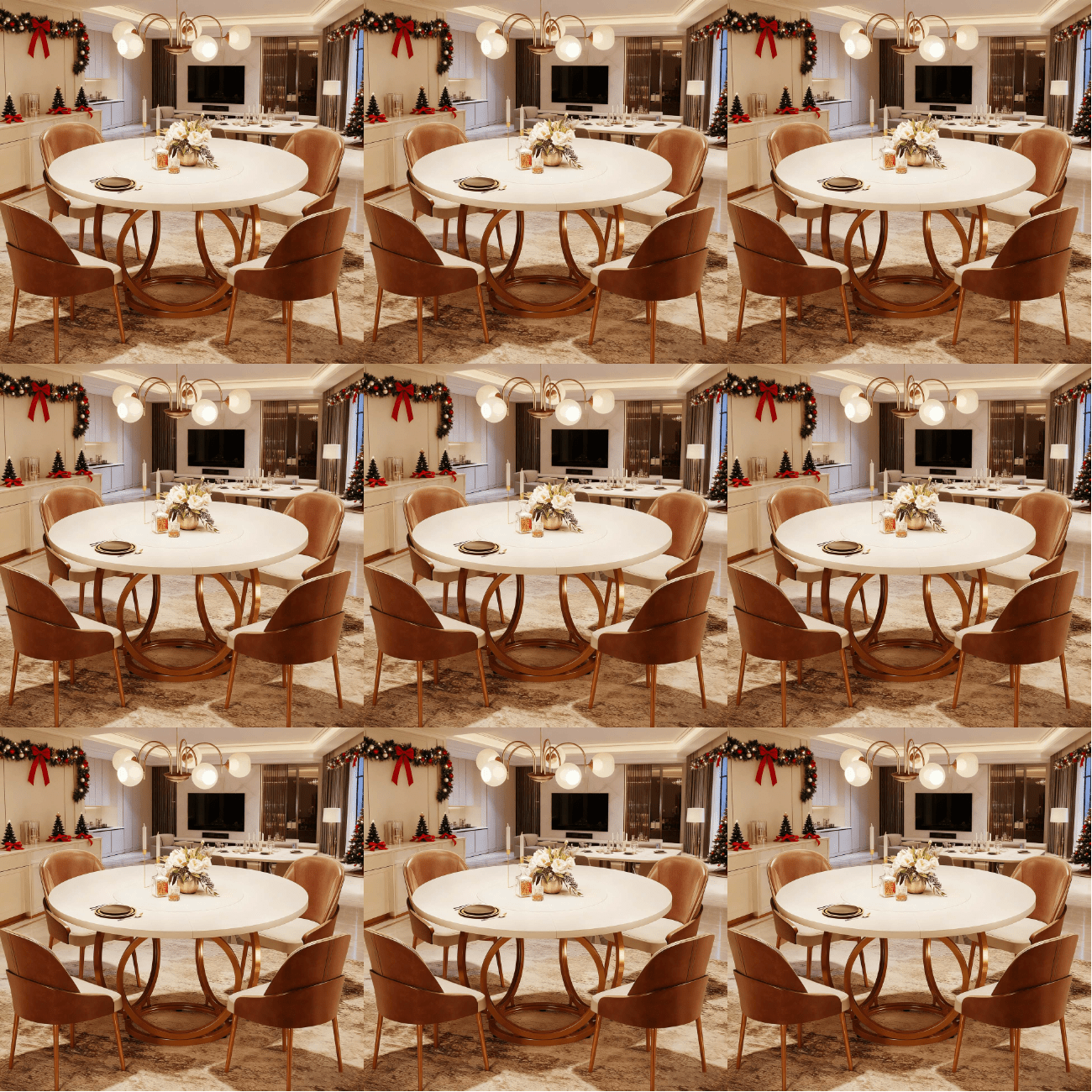 Round Dining Table - 120x120cm White Wooden Table With Golden Metal Base, Coffee Table For Kitchen, Dining Room & Cafe (white And Golden, Table )